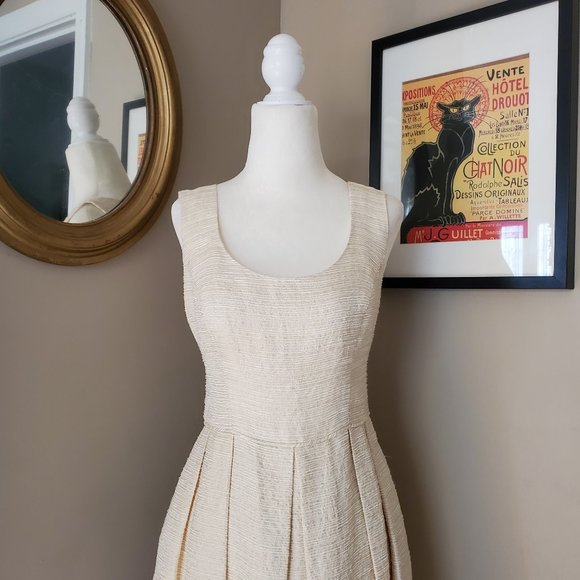 Shoshanna Gold Jacquard Melody Dress Size 6 - Picture 9 of 16